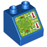 Duplo, Brick 2 x 2 x 1 1/2 Slope 45 with Screen with Batwing and Shooting Controls Pattern