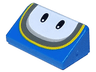 Slope 30 1 x 2 x 2/3 with Black Eyes on White Background with Yellow and Dark Bluish Gray Curved Lines Pattern (Super Mario Dolphin)