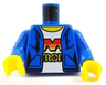 Torso Female Hoodie with Laces and Pockets over White Shirt with M:Tron Logo Pattern / Blue Arms / Yellow Hands