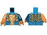 Torso Nexo Knights Armor, White and Orange Emblem with Falcon Pattern / Dark Blue Arm Left / Orange Arm Right / Pearl Gold Hands