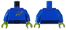Torso Space Uniform with Orange and Yellow Ringed Planet Logo, Dark Blue Belt, Magenta Collar Pattern / Blue Arms / Lime Hands