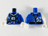 Torso Tunic, White Hems, Black Straps, Medium Azure Circles Pattern / Blue Arm Left / White Arm Right / White Hands