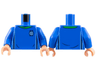 Torso Soccer Uniform, Bright Green Collar, White and Dark Blue Side Stripes, Soccer Ball on Brick Logo Pattern / Blue Arms / Nougat Hands