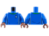 Torso Soccer Uniform, Bright Green Collar, White and Dark Blue Side Stripes, Soccer Ball on Brick Logo Pattern / Blue Arms / Reddish Brown Hands