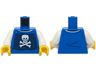 Torso Shirt with Collar and Dark Blue Pirate Flag with White Skull and Crossbones (Jolly Roger) Pattern (BAM) / White Arms / Yellow Hands