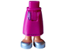 Mini Doll Hips and Skirt Long with Molded Nougat Legs and Printed Bright Pink Ribbon with Dark Blue Edge and Trim and Silver Shoes Pattern - Thick Hinge