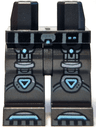 Hips and Legs with Black Belt with Dark Silver Buckle, Dark Bluish Gray Harness Straps with Knee Pads, Metallic Light Blue Trim, Shoe Tips Pattern