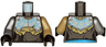 Torso Armor, Silver Plate with Dark Azure Curly Lines over Robe and Dark Tan Fur Pattern / Dark Tan Arm Left / Flat Silver Arm Right / Black Hands
