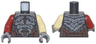 Torso Dark Silver Crude Plate Mail Armor, Dark Tan Laces and Spikes, Dark Brown and Reddish Brown Belts Pattern / Tan Arm Left / Dark Red Arm Right / Dark Bluish Gray Hands