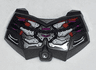 Large Figure Chest Armor Small with 6 White Bones, Magenta Wires, and Pearl Dark Gray Chain on Red and Silver Armor Plating Pattern