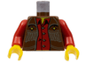 Torso Western Cowboy Fringe Vest, Gold Stars and Red Shirt Pattern / Red Arms / Yellow Hands