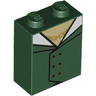Brick 1 x 2 x 2 with Inside Stud Holder with Black Outlined Open Jacket with White Lapels and Gold Chain Pattern (BrickHeadz Grindelwald Torso)