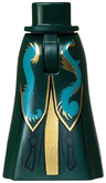 Mini Doll Hips and Skirt Full Length with Gold Trim, Dark Turquoise Fur Insets, Black Creases and Tassels Pattern - Thin Hinge
