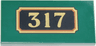Tile 2 x 4 with '317' on Black Plaque with Gold and Dark Orange Border Pattern