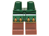 Hips and Reddish Brown Legs with Dark Green Pants with Gold Trim Pattern