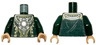 Torso Asian Robe with Gold Stitchery and Round Silver Pendant Pattern / Dark Green Arms / Light Nougat Hands