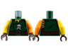 Torso Ninjago Robe with Ninja Skull with Crossed Swords, Chest Hair and Dark Red Belt Pattern / Orange Arm Left / Yellow Arm Right / Dark Brown Hands