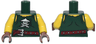 Torso Tank Top Tattered with White Ninja Skull with Crossed Swords, Dark Red Belt with Silver Buckle, Yellow Shoulders and Neck Pattern / Yellow Arms / Reddish Brown Hands