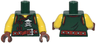 Torso Ninjago Vest with Red Clasps, Ninja Skull with Crossed Swords and Red Belt with Silver Buckle Pattern / Yellow Arms / Reddish Brown Hands