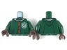 Torso Hooded Robe over Sweater, White Collar, Dark Orange Laces, Slytherin Crest Pattern / Dark Green Arms / Dark Brown Hands
