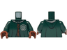 Torso Hooded Robe over Sweater, White Collar, Dark Orange Laces, Slytherin Logo Pattern / Dark Green Arms / Reddish Brown Hands
