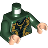 Torso Suit with Gold and Silver Highlights Pattern / Dark Green Arms / Light Nougat Hands
