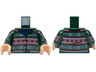 Torso Fair Isle Cardigan Sweater with Red and White Stripes across Top, Middle and Bottom over Blue Shirt Pattern / Dark Green Arms with Fair Isle Pattern / Light Nougat Hands