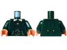 Torso Tuxedo Jacket Open over Vest and White Shirt, Gold Buttons, Chains and Eye Brooch Pattern / Dark Green Arms / Nougat Hands