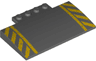 Slope, Curved 5 x 8 x 2/3 with 4 Studs with Yellow Danger Stripes Pattern