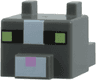 Creature Head Pixelated with Ears, Nose, and Face with White Stripe, Black and Yellowish Green Eyes, and Bright Pink Nose Pattern (Minecraft American Shorthair Cat)