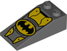 Slope 18 4 x 2 with Oval Batman Logo and Yellow Armor Plates Pattern