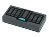 Tile 1 x 2 with Silver Rectangles and Medium Azure Trapezoid Pattern [Black Widow Cuff]