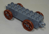 Duplo Car Base 2 x 8 x 1 1/2 with Large Reddish Brown Spoked Wheels