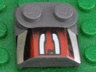 Slope, Curved 2 x 2 x 2/3 with 2 Studs and Curved Sides, Lip End with Silver/Black/Red Number 3 Left Half Pattern