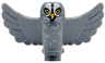 Owl, Spread Wings with Bright Light Orange Beak and Eyes, Black and White Face and Light Bluish Gray Rippled Chest Feathers Pattern (HP Errol)