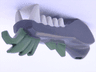 Dragon Head (Ninjago) Jaw Lower with White Teeth and Sand Green Spines Pattern