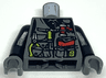 Torso Dino Vest with Lime Handle Tools and Red Pocket Book Pattern / Black Arms / Dark Bluish Gray Hands
