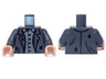 Torso Jacket Tattered with Light Bluish Gray Shirt with Buttons Pattern / Dark Bluish Gray Arms / Light Nougat Hands