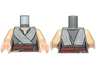 Torso SW Female Outline, Open Neck Shirt, Light Bluish Gray Tied Robe, Reddish Brown Belt Pattern / Tan Arms / Light Nougat Hands
