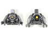Torso Silver Plate Armor, Orange and Yellow Circle, Yellow Highlights Pattern / Flat Silver Arms / Dark Bluish Gray Hands