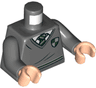 Torso Harry Potter Sweater and Tie, Slytherin Shield and Stripe Pattern / Dark Bluish Gray Arms / Light Nougat Hands