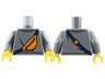 Torso Sweater and Orange Sling Bag with Dark Blue Strap and Silver Zipper Pattern / Dark Bluish Gray Arms / Yellow Hands
