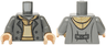 Torso Jacket Open with Buttons over Tan Hoodie with Dark Tan Stripes and Light Bluish Gray Shirt Pattern / Dark Bluish Gray Arms / Light Nougat Hands