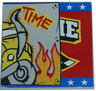 Tile 6 x 6 with Bottom Tubes, Textured Surface with Bus Half and 'TIME' Pattern