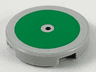 Tile, Round 2 x 2 with Bottom Stud Holder with Large Green Circle and Black Center Dot Pattern