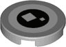 Tile, Round 2 x 2 with Bottom Stud Holder with White Eye and Black Pupil with 2 White Squares Pattern (BrickHeadz Minion Eye)