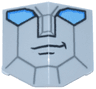 Slope, Curved 33 2 x 2 Double / Inverted with Dark Bluish Gray Lines, Dark Azure and Medium Blue Eyes, and Black Grin and Chin Dimple Pattern (Transformers Bumblebee Face)