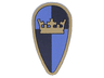 Minifigure, Shield Oval with Gold Crown on Dark Blue, Medium Blue Quarters Background Pattern
