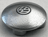 Plate, Round 2 x 2 with Rounded Bottom (Boat Stud) with Black VW Logo on Silver Background Pattern