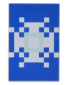 Tile 2 x 3 with Minecraft Pixelated White and Light Aqua Snowflake on Blue Background Shield Banner Pattern